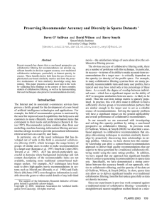 Preserving Recommender Accuracy and Diversity in Sparse Datasets Derry O’ Sullivan