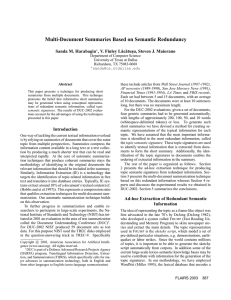 Multi-Document Summaries Based on Semantic Redundancy Sanda M. Harabagiu