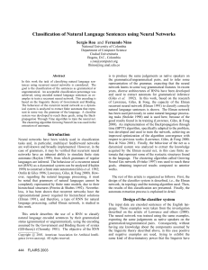 Classification of Natural Language Sentences using Neural Networks Sergio Roa