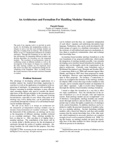 An Architecture and Formalism For Handling Modular Ontologies Faezeh Ensan