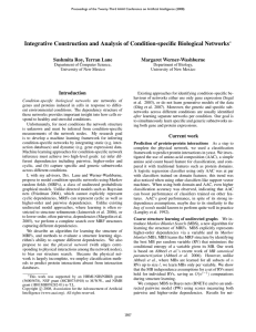 Integrative Construction and Analysis of Condition-specific Biological Networks Margaret Werner-Washburne