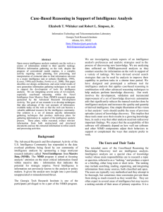 Case-Based Reasoning in Support of Intelligence Analysis
