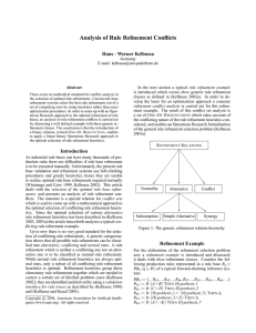 Analysis of Rule Refinement Conflicts Hans - Werner Kelbassa