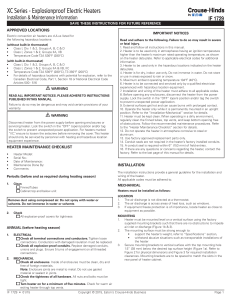 XC Series - Explosionproof Electric Heaters Installation &amp; Maintenance Information IF 1729