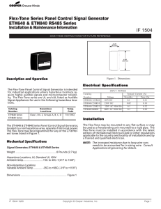 Flex-Tone Series Panel Control Signal Generator ETH640 &amp; ETH840 RS485 Series