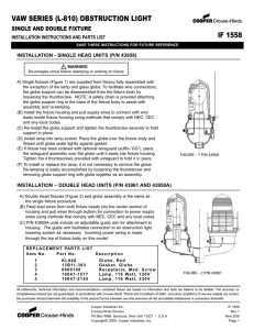 VAW SERIES (L-810) OBSTRUCTION LIGHT IF 1558 SINGLE AND DOUBLE FIXTURE