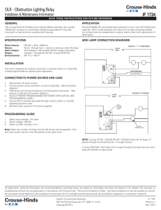 OLR - Obstruction Lighting Relay IF 1734 Installation &amp; Maintenance Information GENERAL