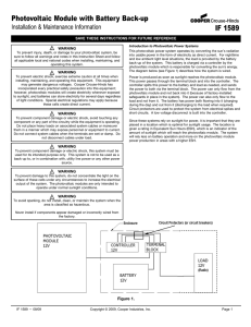 Photovoltaic Module with Battery Back-up IF 1589 Installation &amp; Maintenance Information