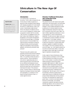 Silviculture In The New Age Of Conservation Introduction Premise: Traditional Silviculture