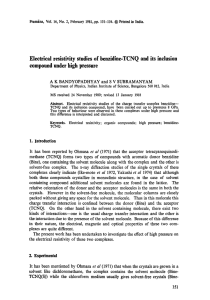 Electrical  resistivity  studies of benzidine-TCNQ  and its... compound under high pressure