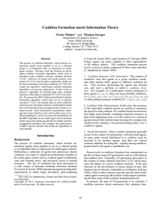 Coalition Formation meets Information Theory Victor Palmer Thomas Ioerger