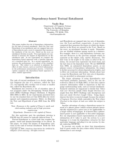 Dependency-based Textual Entailment Vasile Rus