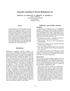 Automatic Annotation in Text for Bibliometrics Use Bibliometry and scientific evaluation Databases