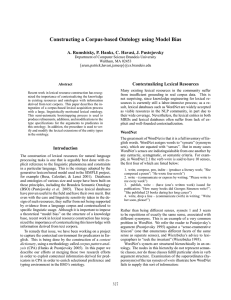 Constructing a Corpus-based Ontology using Model Bias Contextualizing Lexical Resources