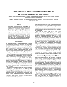 LARC: Learning to Assign Knowledge Roles to Textual Cases Eni Mustafaraj