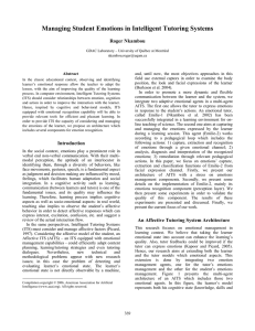 Managing Student Emotions in Intelligent Tutoring Systems Roger Nkambou