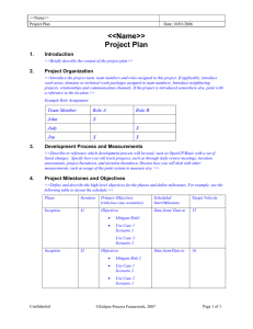 &lt;&lt;Name&gt;&gt; Project Plan 1. Introduction