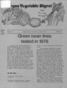 Green bean lines tested in 1978 iuioi, VcuuetaIIe Dhiesf