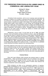 VOC EMISSIONS FROM DOUGLAS-FIR LUMBER DRIED IN COMMERCIAL AND LABORATORY KILNS