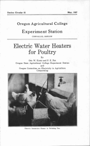 Electric Water Heaters for Poultry Experiment Station Oregon Agricultural College