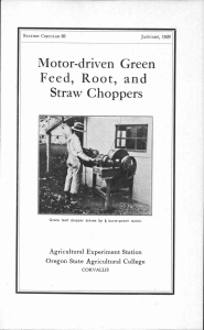 Feed, Root, and Motor-driven Green Straw Choppers Agricultural Experiment Station