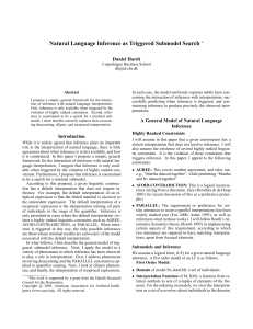 Natural Language Inference as Triggered Submodel Search Daniel Hardt