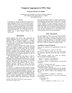 Temporal Aggregates in OWL-Time Feng Pan and Jerry R. Hobbs