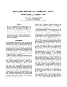 Spatiotemporal Novelty Detection Using Resonance Networks Benjamin Rowland Anthony S. Maida