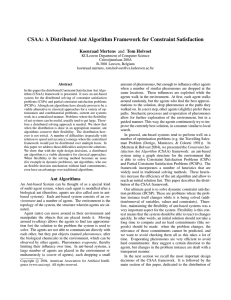 CSAA: A Distributed Ant Algorithm Framework for Constraint Satisfaction Koenraad Mertens