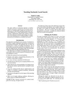 Teaching Stochastic Local Search Todd W. Neller