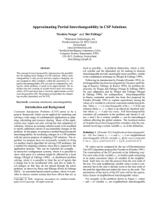 Approximating Partial Interchangeability in CSP Solutions Nicoleta Neagu Boi Faltings