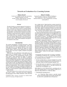 Towards an Evaluation of (e-) Learning Systems Rainer Knauf Klaus P. Jantke
