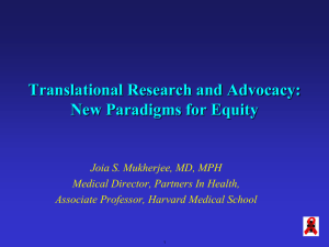 Translational Research and Advocacy: New Paradigms for Equity