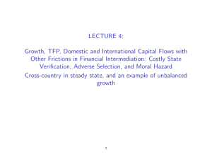 LECTURE 4: Growth, TFP, Domestic and International Capital Flows with