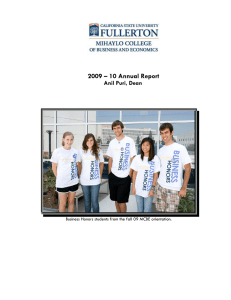 2009 – 10 Annual Report Anil Puri, Dean  fall 09 MCBE orientation.