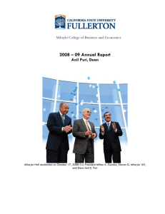 2008 – 09 Annual Report Anil Puri, Dean