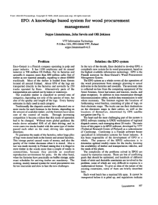 EPO: A knowledge  based  system for  wood ... management Seppo  Lhmtimaa, Juha  Savola  and  Olli Jokinen