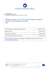 Reflection paper on the risk of antimicrobial resistance Draft