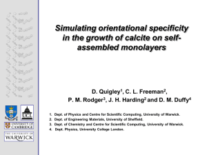 Simulating orientational specificity in the growth of calcite on self- assembled monolayers