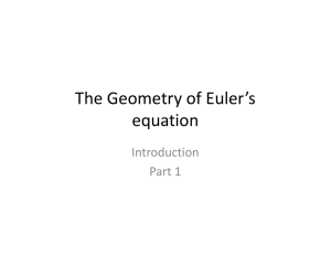The Geometry of Euler’s  equation Introduction Part 1