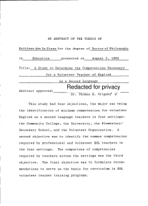 AN ABSTRACT OF THE THESIS OF Education presented on August 5, 1982