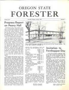 FORESTER OREGON  STATE Progress  Report on  Peavy  Hall