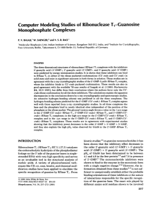 Computer Modeling Studies of  Ribonuclease T,-Guanosine Monophosphate Complexes P.
