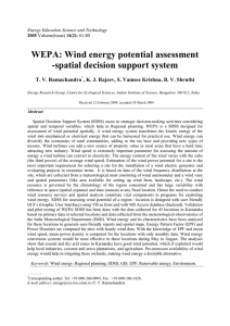 WEPA: Wind energy potential assessment -spatial decision support system T. V. Ramachandra