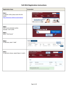 Fall 2014 Registration Instructions  Registration Steps Screenshot
