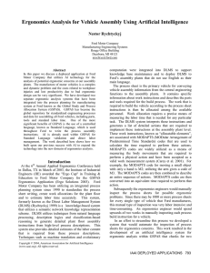 Ergonomics Analysis for Vehicle Assembly Using Artificial Intelligence  Nestor Rychtyckyj