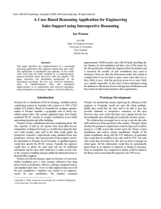 A Case-Based Reasoning Application for Engineering Sales Support using Introspective Reasoning