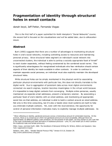Fragmentation of identity through structural holes in email contacts