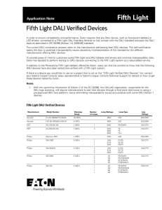 Fifth Light DALI Verified Devices INS # Application Note