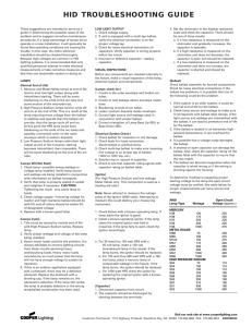 HID TROUBLESHOOTING GUIDE